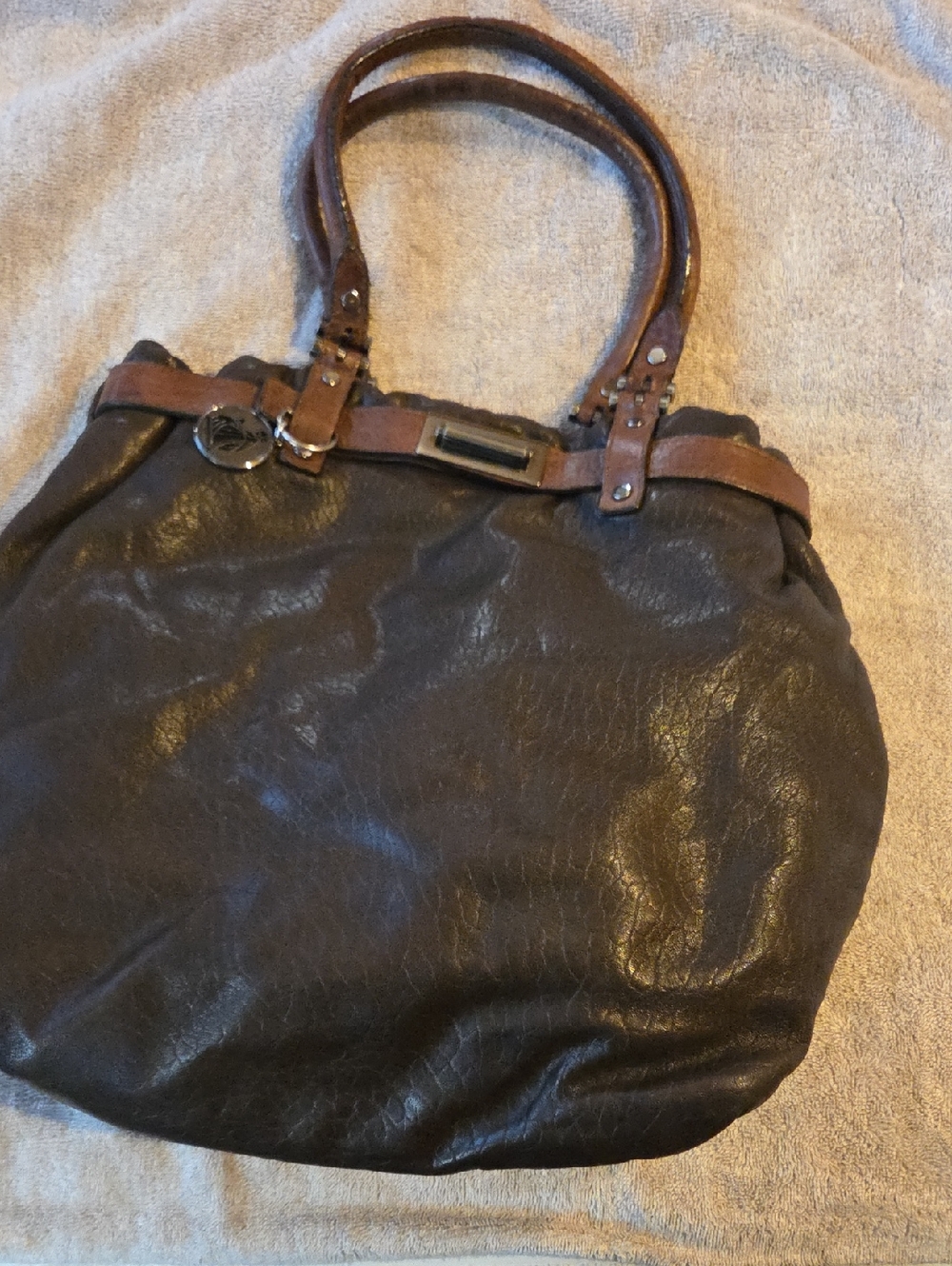 Lanvin Dark Brown Leather Tote with Brown Trim - Women's Everyday Handbag